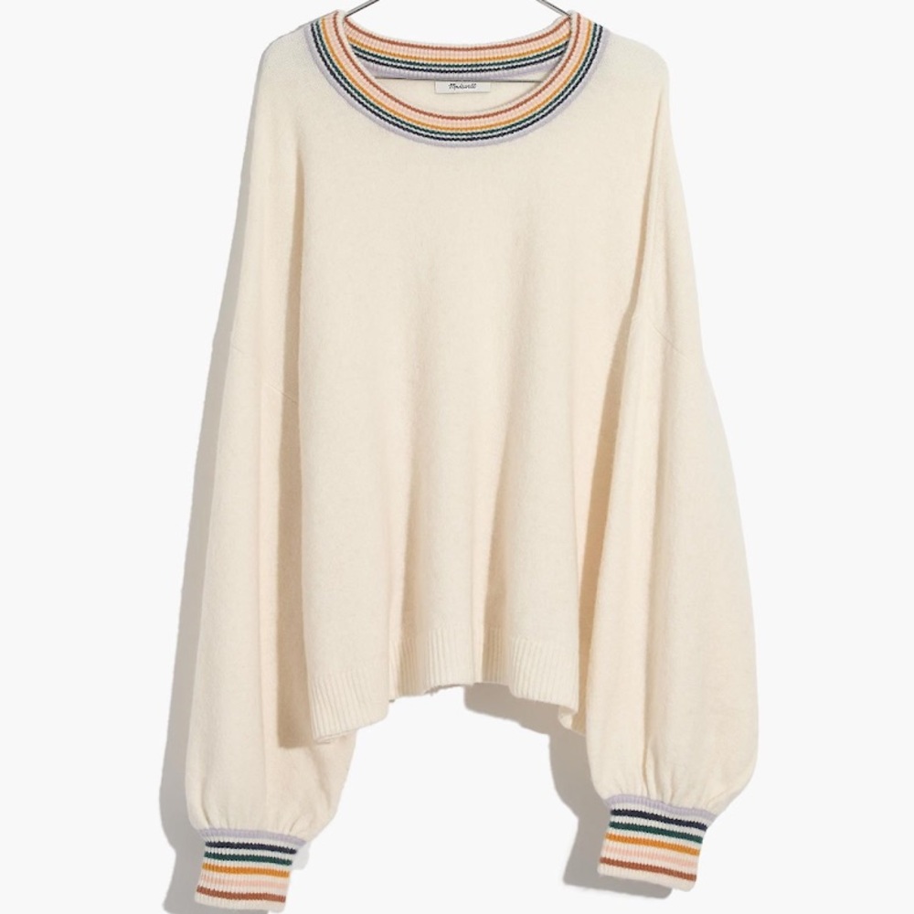 Madewell Rainbow Trim Balloon Sweater